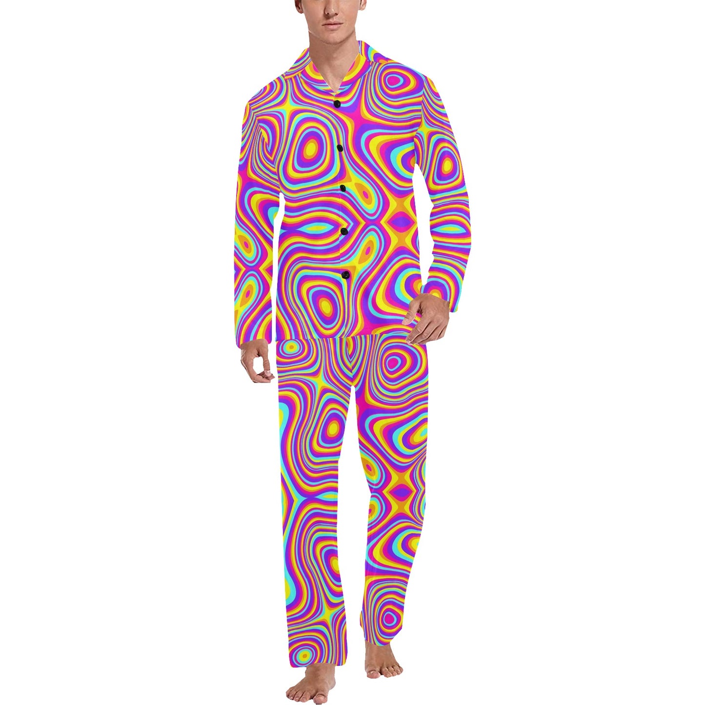 Liquid Pattern Print Design 06 Men's Long Pajama Set