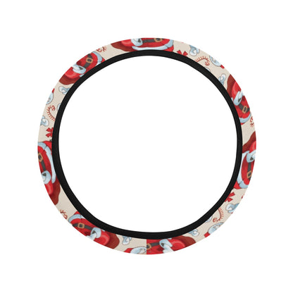Santa Christmas Themed Print Design LKS302 Steering Wheel Cover with Elastic Edge