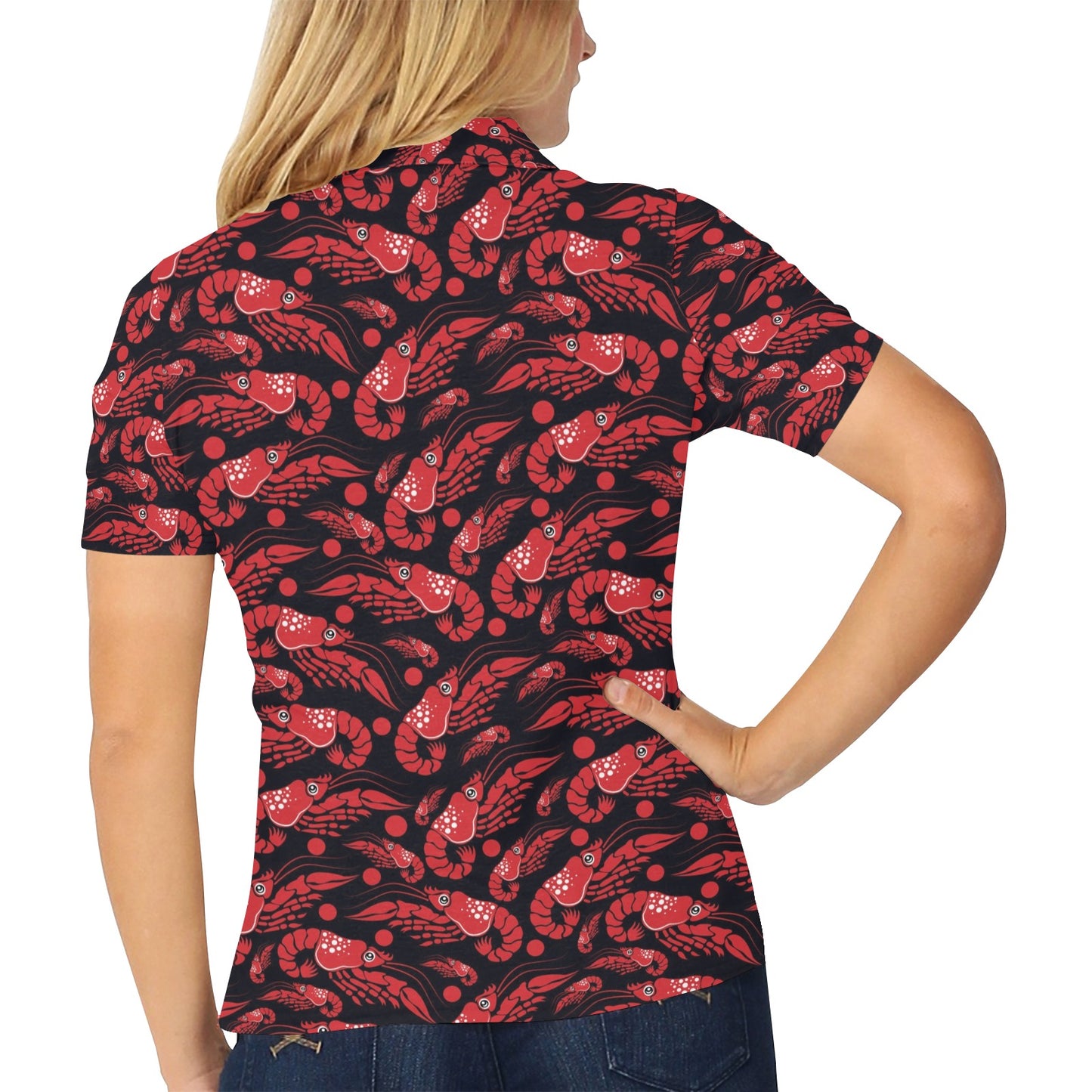 Shrimp Print Design LKS303 Women's Polo Shirt