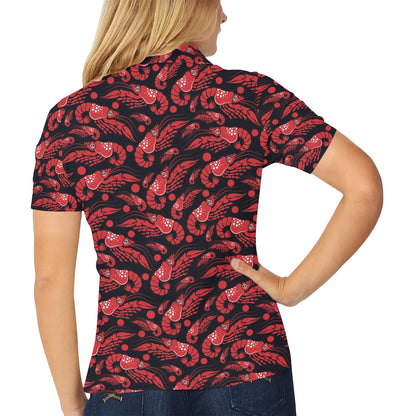 Shrimp Print Design LKS303 Women's Polo Shirt
