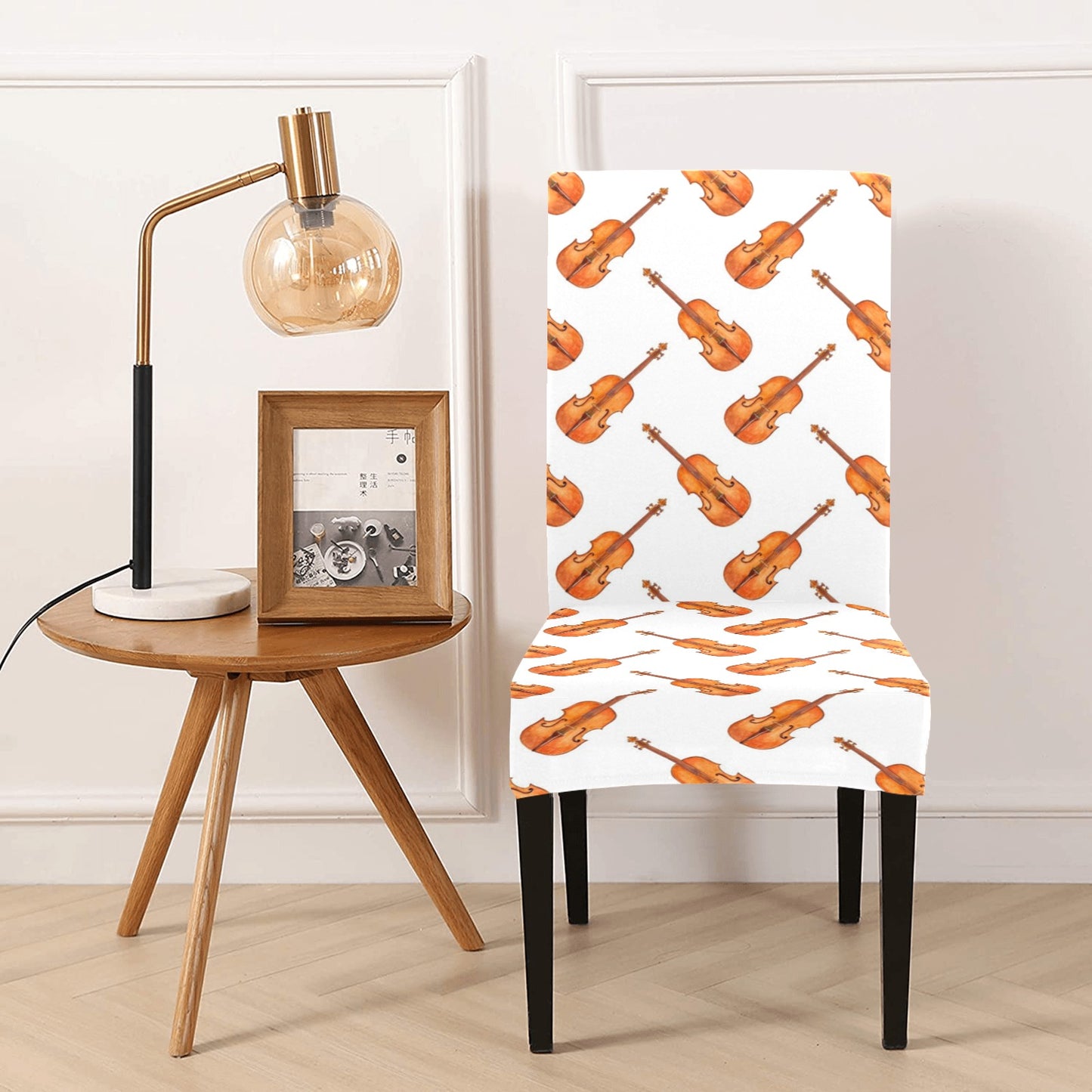 Violin Print Design LKS401 Dining Chair Slipcover
