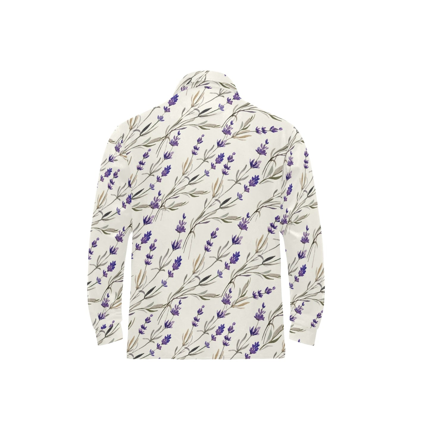 Lavender Pattern Print Design 01 Long Sleeve Polo Shirt For Men's