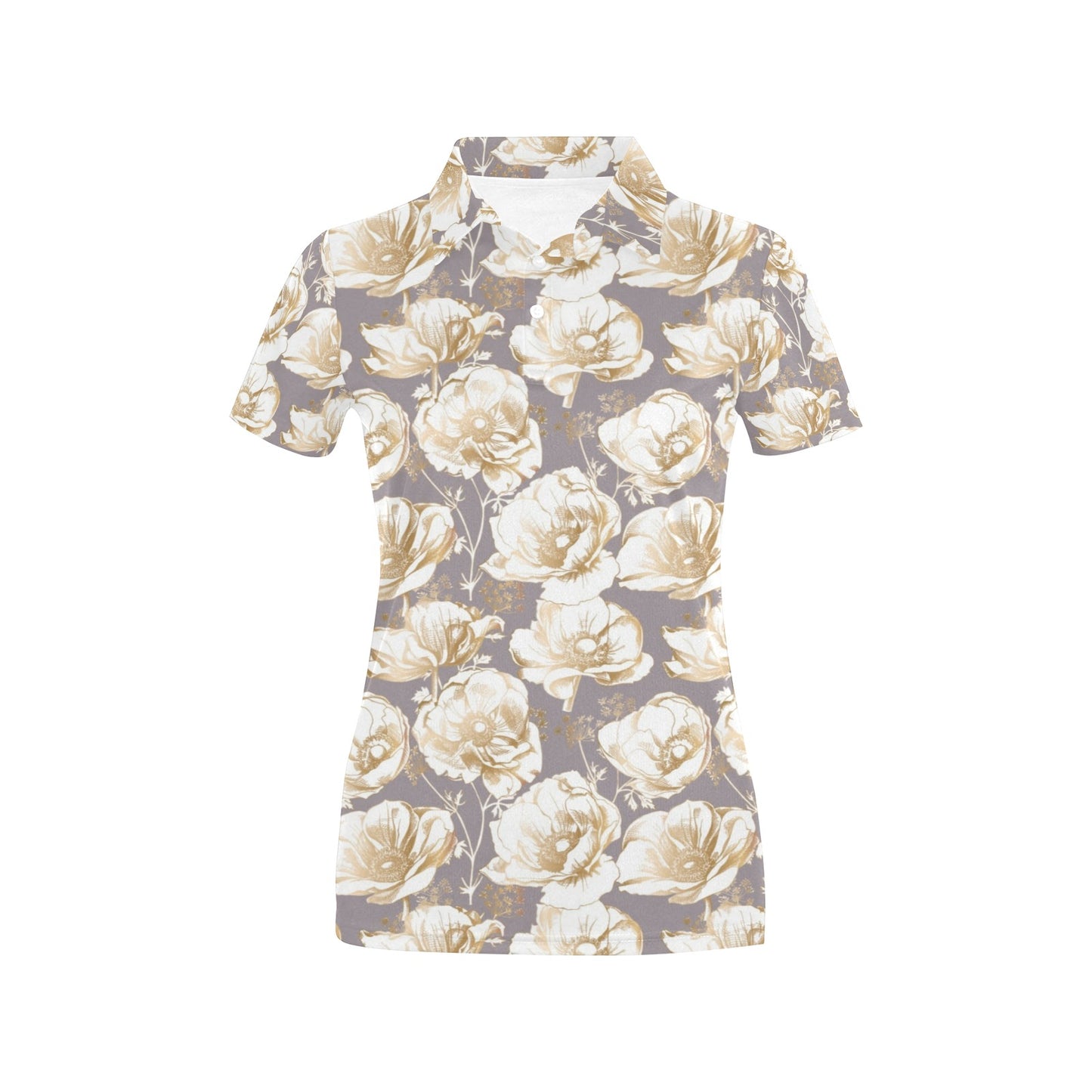 Anemone Pattern Print Design AM05 Women's Polo Shirt