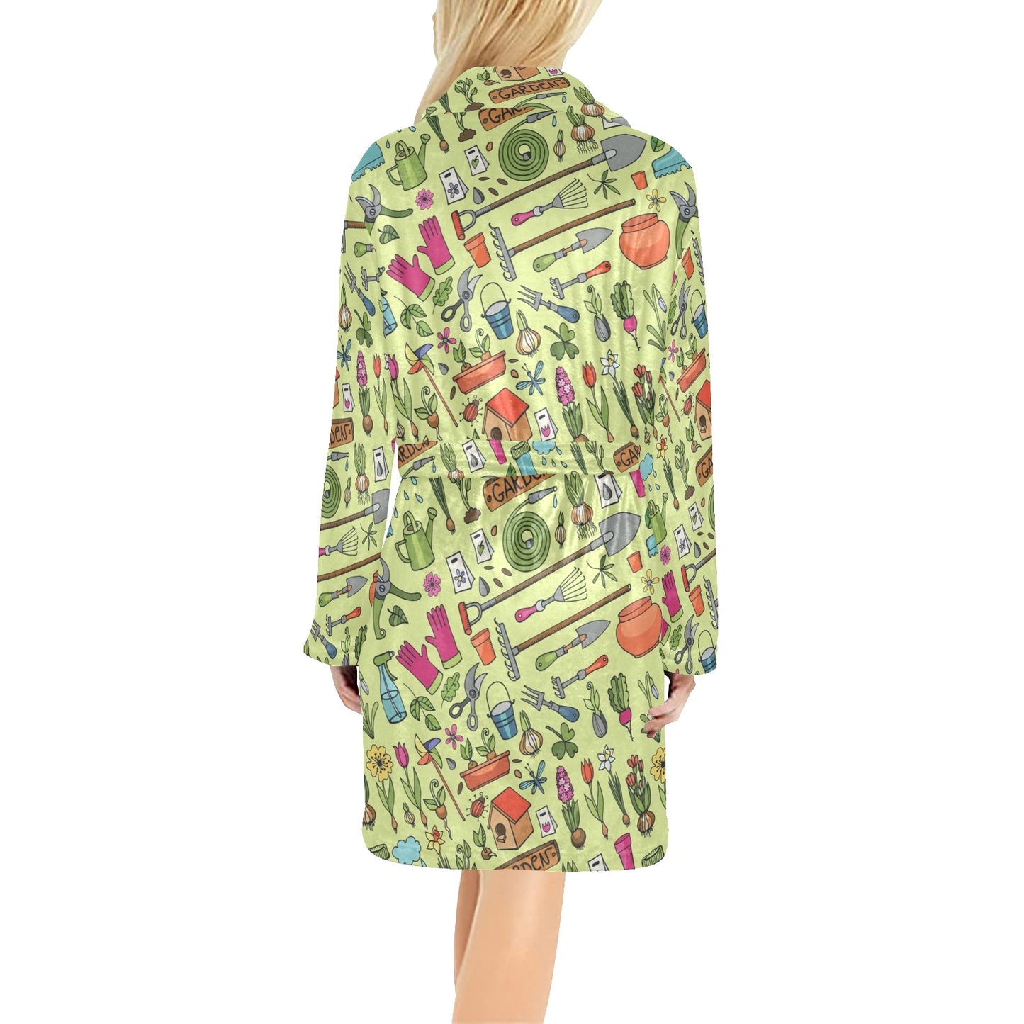 Gardening Pattern Print Design G02 Women's Fleece Robe