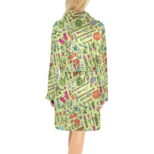 Gardening Pattern Print Design G02 Women's Fleece Robe