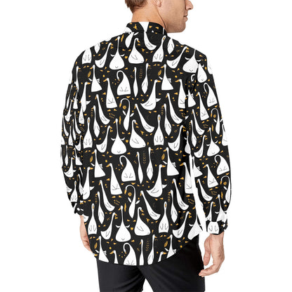 Goose Print Design LKS401 Men's Long Sleeve Dress Shirt