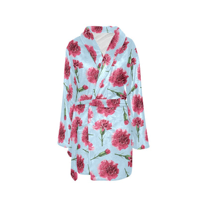 Carnations Pattern Print Design CN01 Women's Fleece Robe