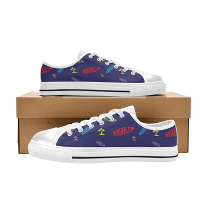 Surfboard Print Design LKS305 Women's White Low Top Shoes