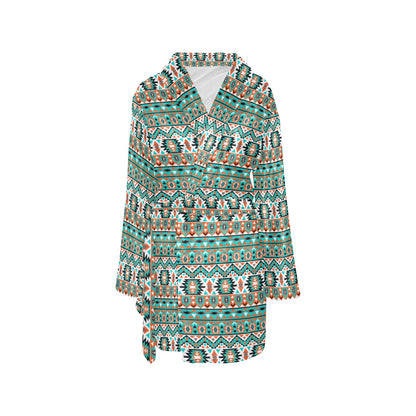 Indian Navajo Ethnic Themed Design Print Women's Fleece Robe