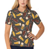 Beer Pattern Print Design 03 Women's Polo Shirt