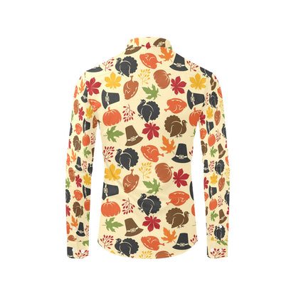 Thanksgiving Print Design LKS303 Men's Long Sleeve Dress Shirt