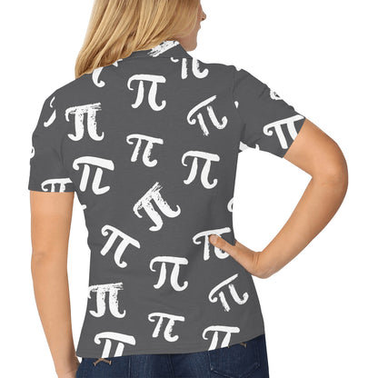 Pi Day Pattern Print Design A02 Women's Polo Shirt