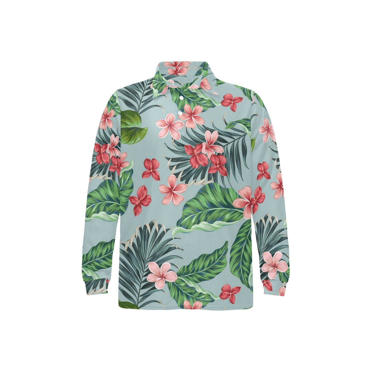 Plumeria Pattern Print Design PM027 Long Sleeve Polo Shirt For Men's