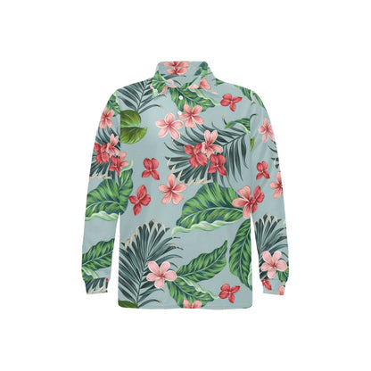 Plumeria Pattern Print Design PM027 Long Sleeve Polo Shirt For Men's