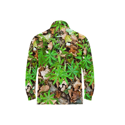 Camouflage Realistic Tree Fresh Print Long Sleeve Polo Shirt For Men's