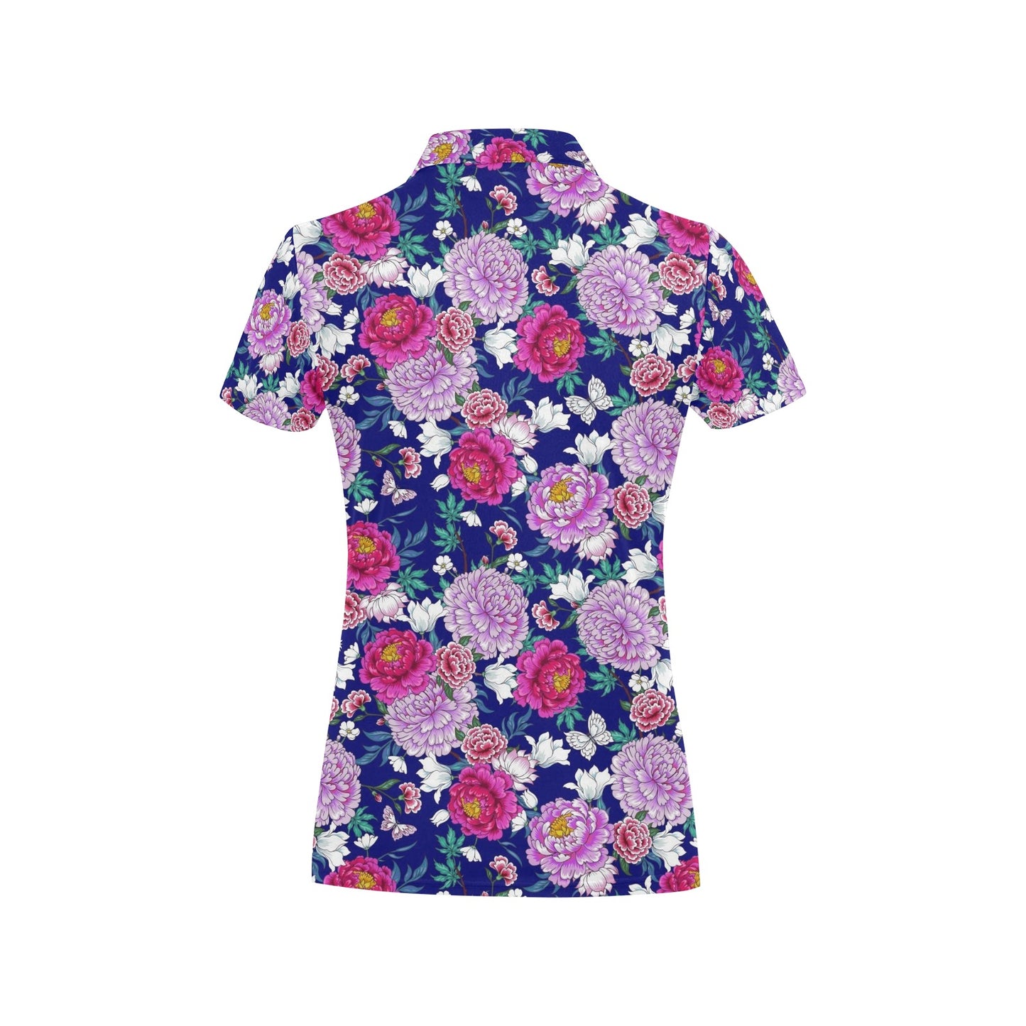 Dahlia Pattern Print Design DH013 Women's Polo Shirt