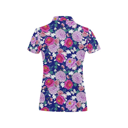 Dahlia Pattern Print Design DH013 Women's Polo Shirt