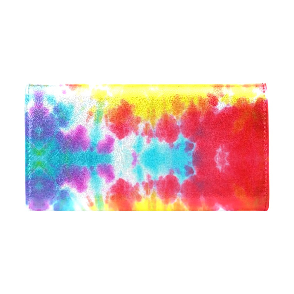Tie Dye Rainbow Themed Print Women's Trifold Wallet