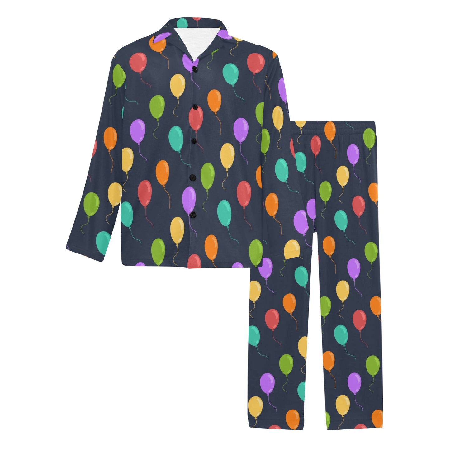 Ballon Colorful Pattern Print Design 03 Men's Long Pajama Set