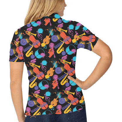 Saxophone Print Design LKS406 Women's Polo Shirt