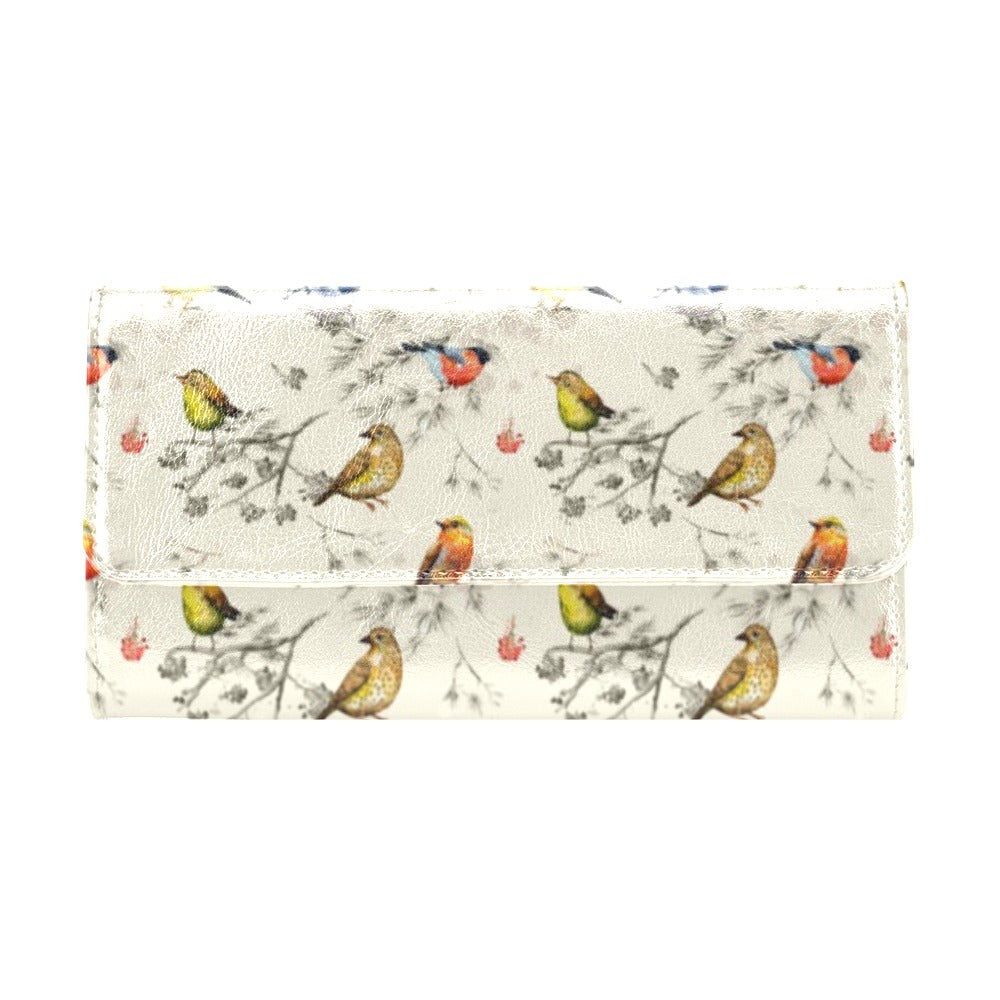 Bird Watercolor Design Pattern Women's Trifold Wallet