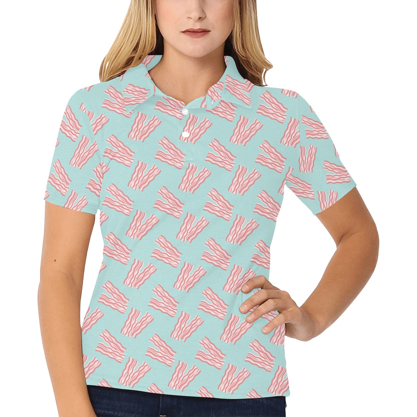 Bacon Pattern Print Design 04 Women's Polo Shirt