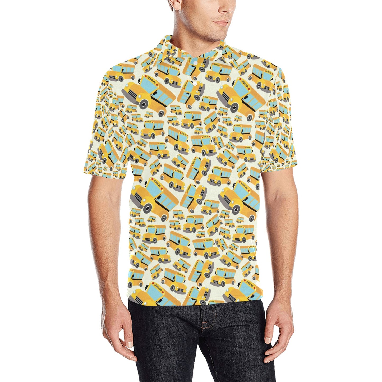 School Bus Print Design LKS301 Men Polo Shirt