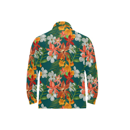 Amaryllis Pattern Print Design AL06 Long Sleeve Polo Shirt For Men's