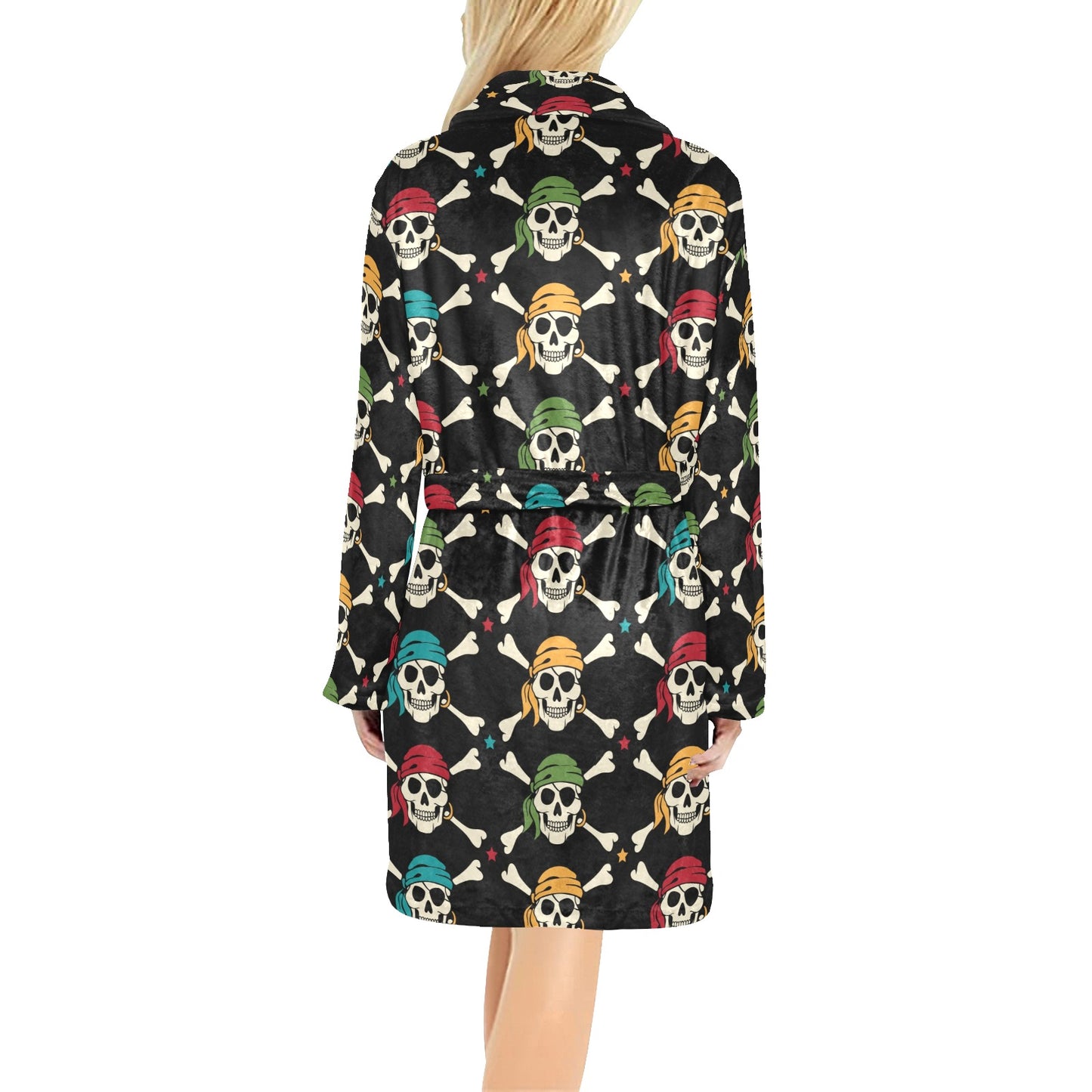 Pirate Pattern Print Design A01 Women's Fleece Robe