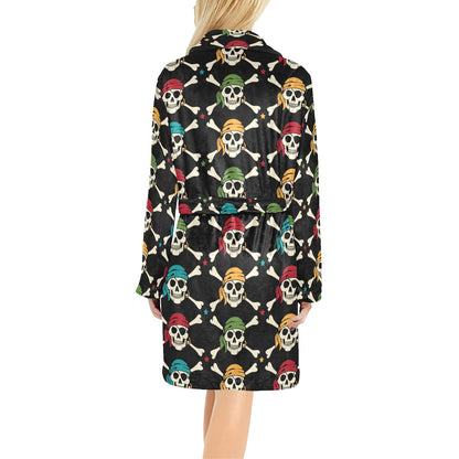 Pirate Pattern Print Design A01 Women's Fleece Robe