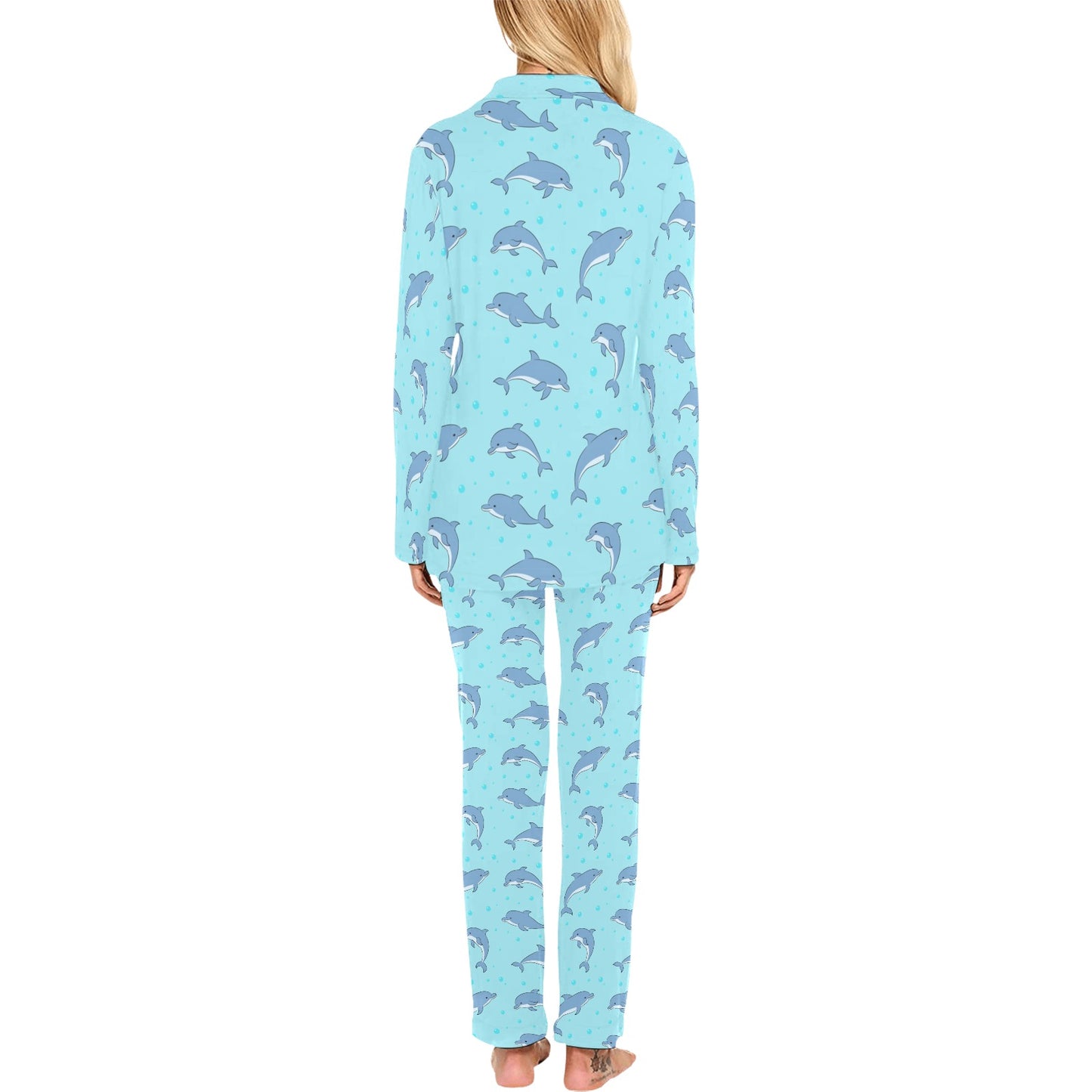 Dolphin Baby Cute Print Pattern Women's Long Pajama Set