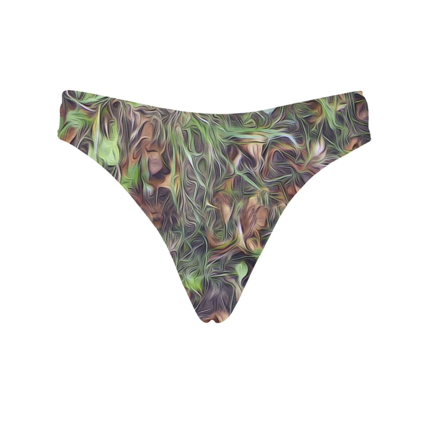 Camouflage Realistic Tree Print Women's Thongs