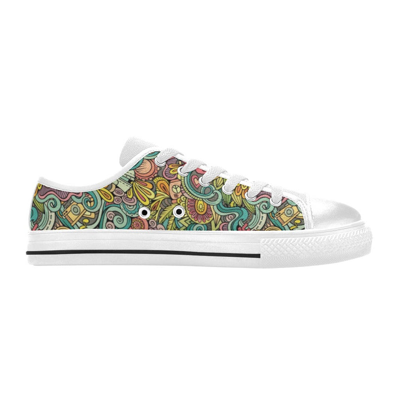 Hippie Print Design LKS302 Women's White Low Top Shoes