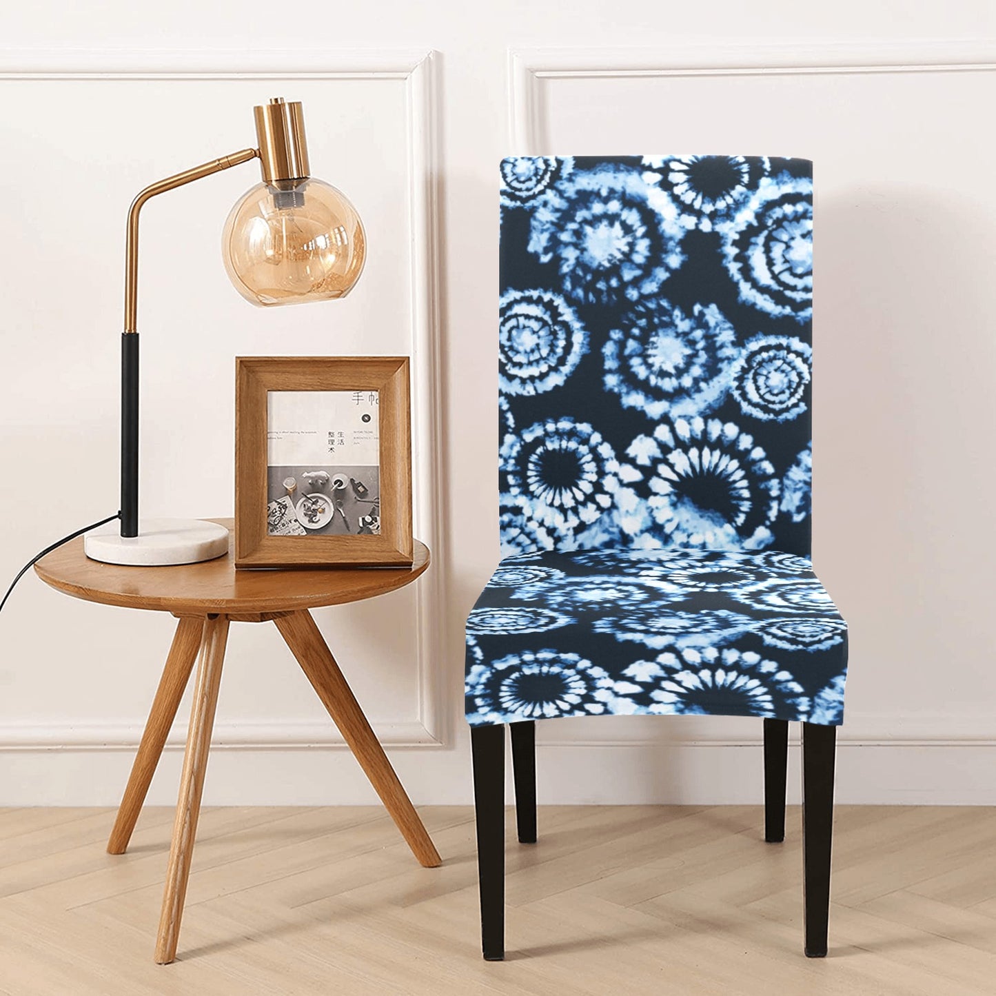 Tie Dye Dark Blue Print Design LKS306 Dining Chair Slipcover