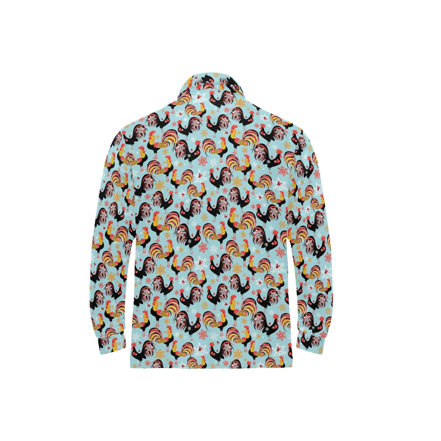 Rooster Themed Design Long Sleeve Polo Shirt For Men's