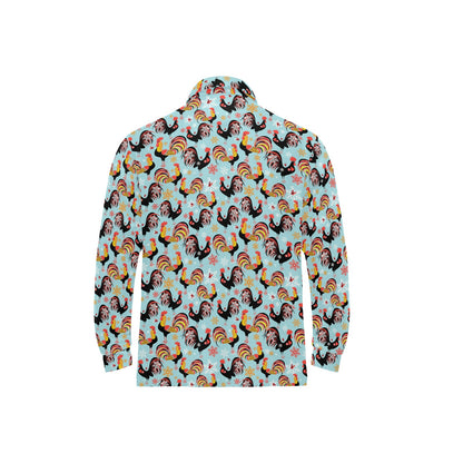 Rooster Themed Design Long Sleeve Polo Shirt For Men's