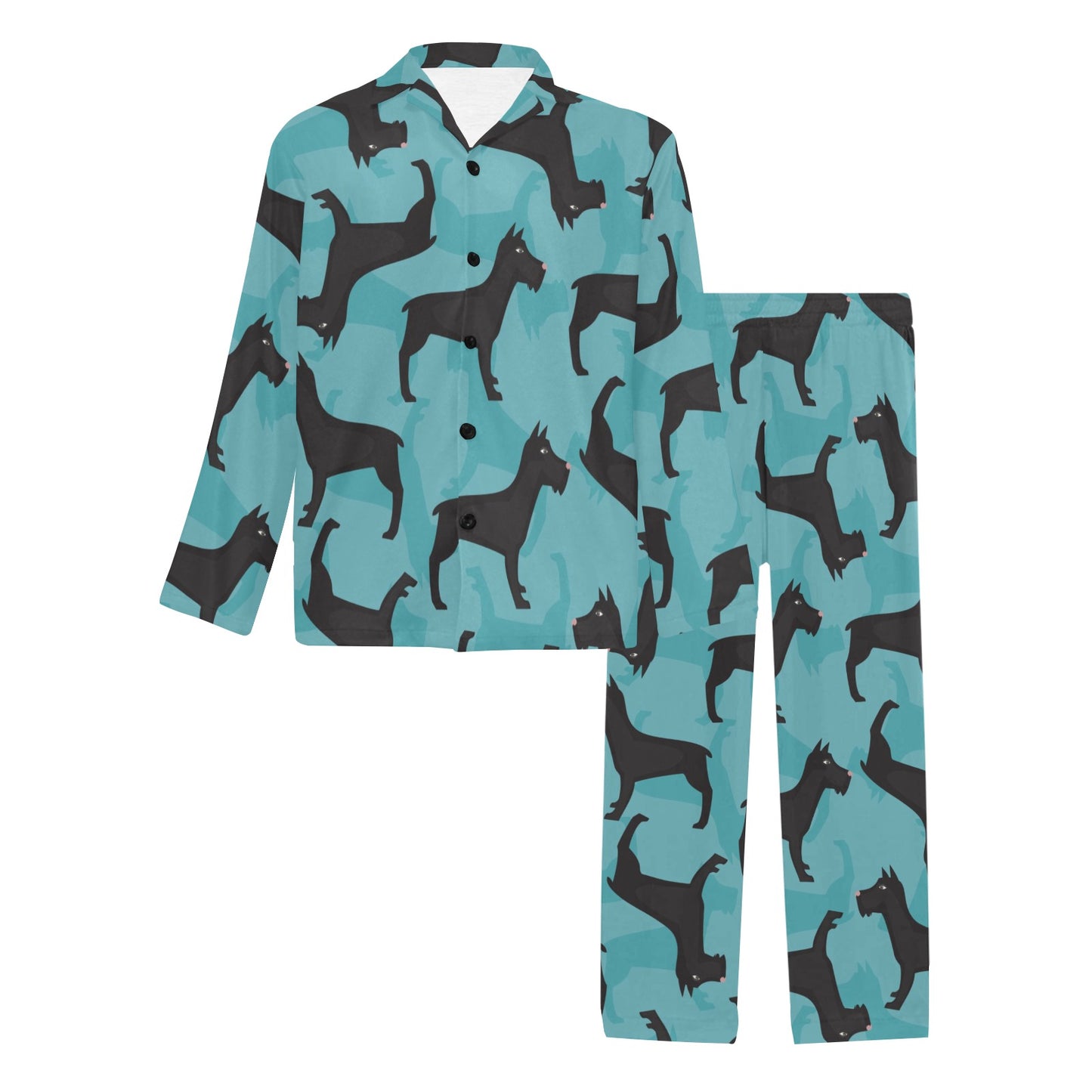 Schnauzers Pattern Print Design A01 Men's Long Pajama Set
