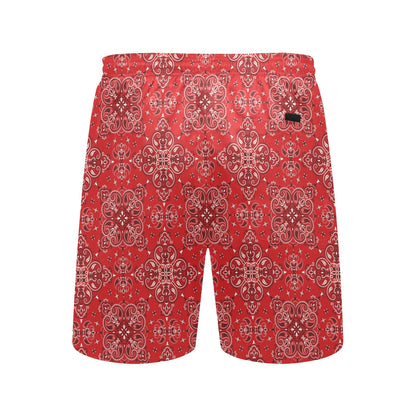 Bandana Red Pattern Print Design LKS3010 Men's Swim Trunks Beach Shorts