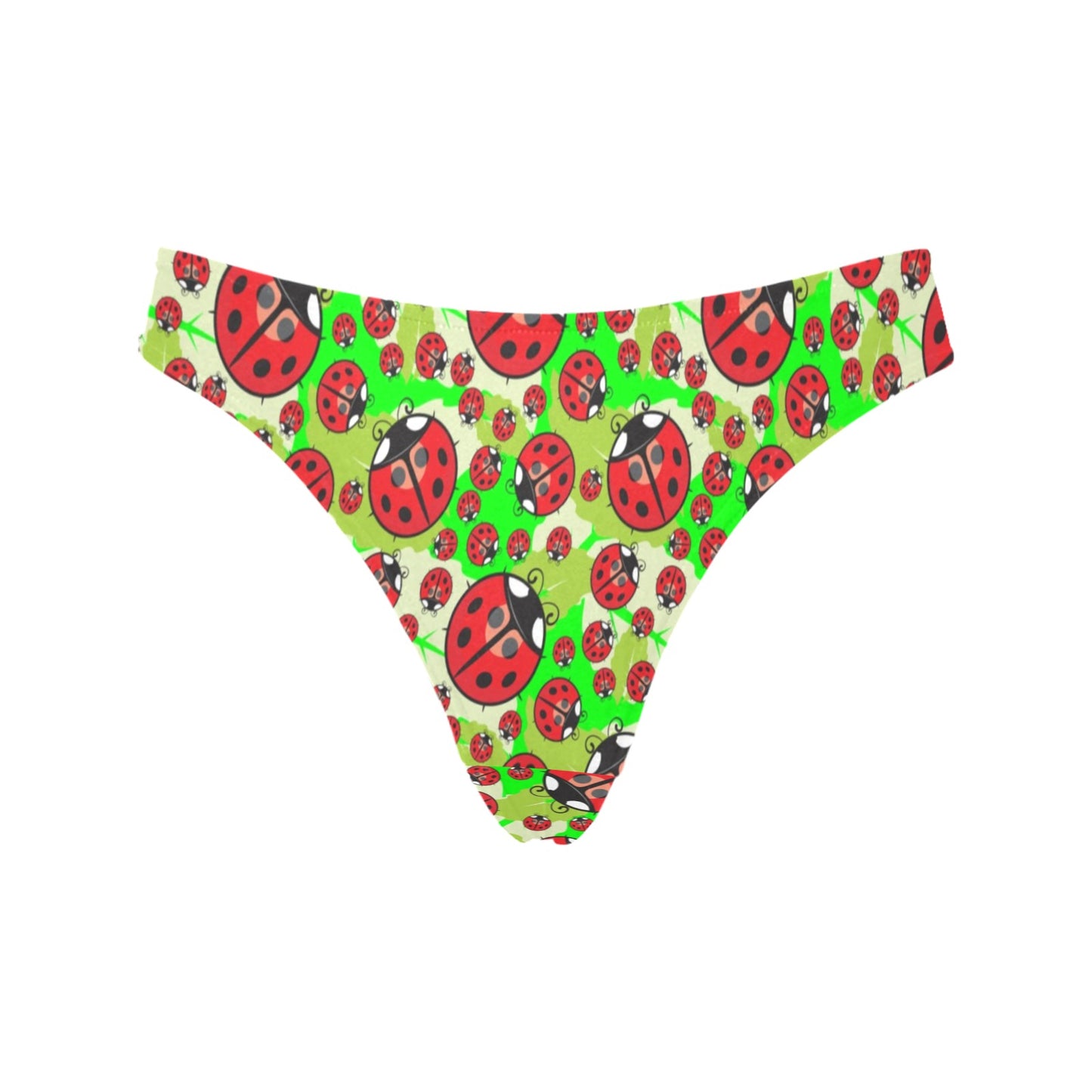 Ladybug with Leaf Print Pattern Women's Thongs