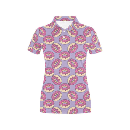 Donut Pattern Print Design DN015 Women's Polo Shirt