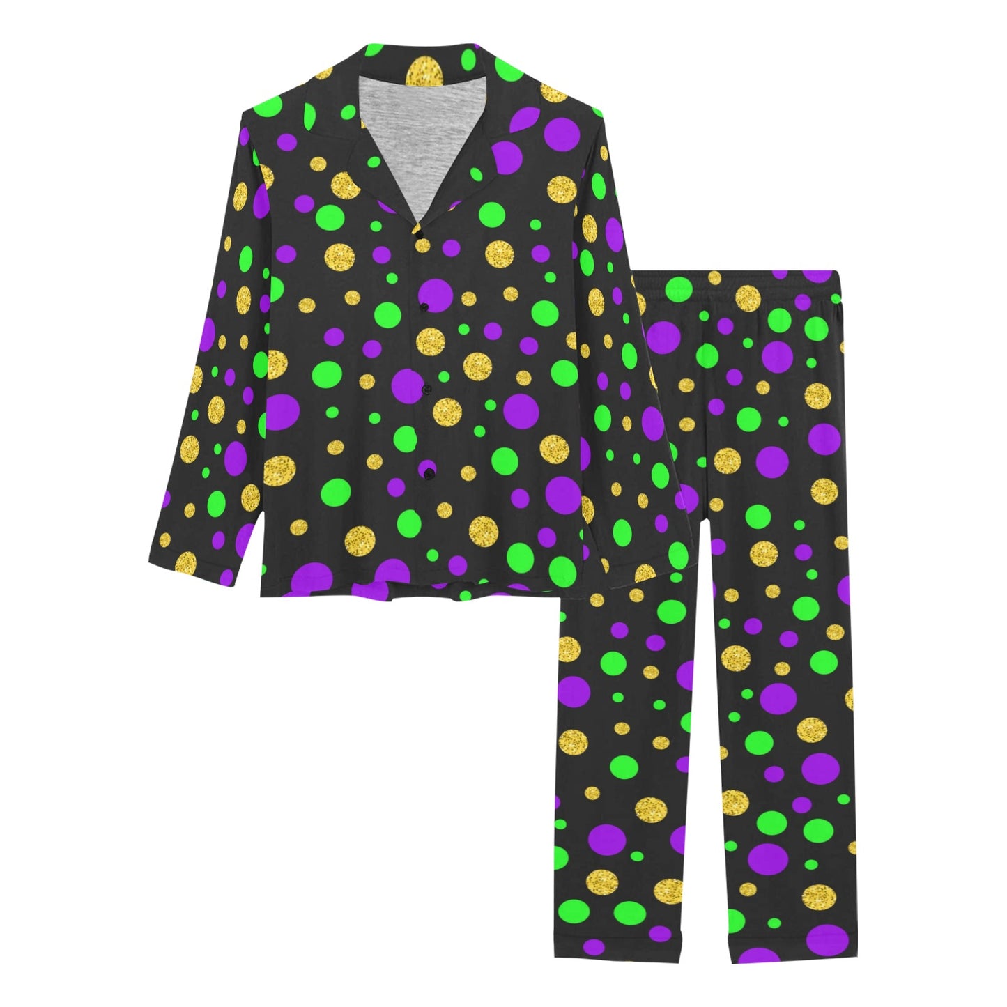 Mardi Gras Pattern Print Design 07 Women's Long Pajama Set