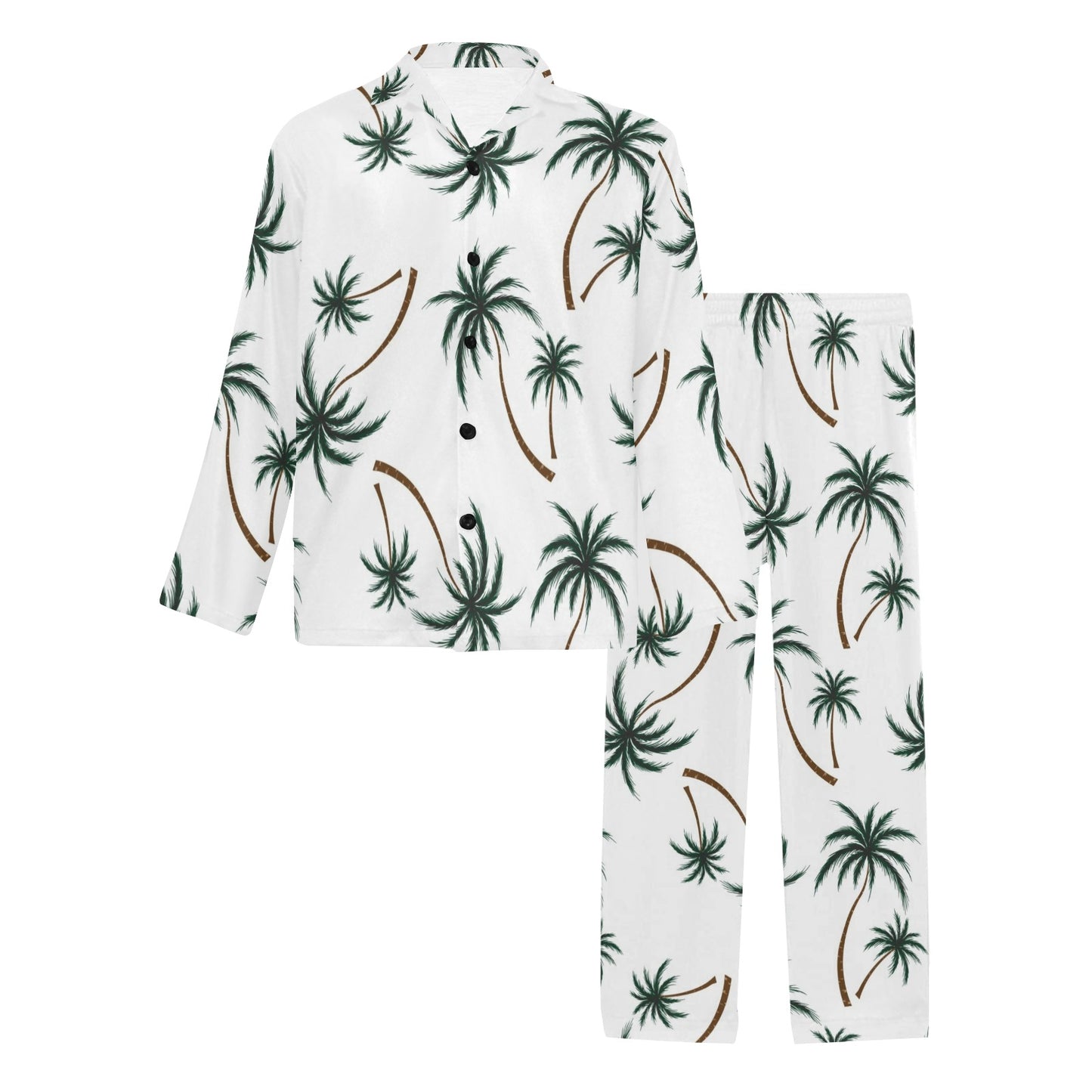Palm Tree Pattern Print Design PT07 Men's Long Pajama Set