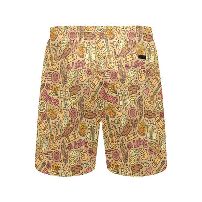 Hippie Print Design LKS305 Men's Swim Trunks Beach Shorts