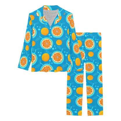 Grapefruit Pattern Print Design GF03 Women's Long Pajama Set