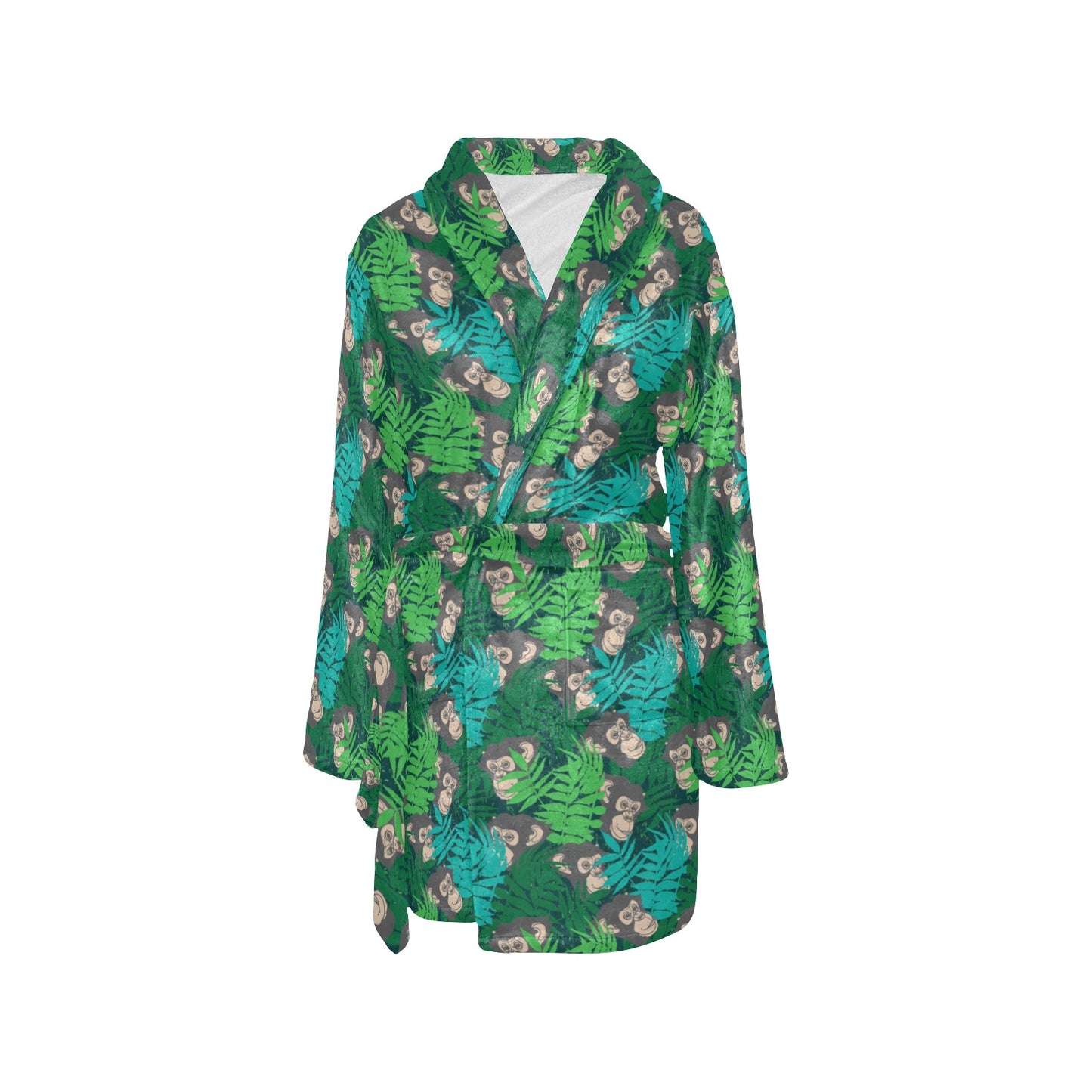 Chimpanzee Pattern Print Design 01 Women's Fleece Robe