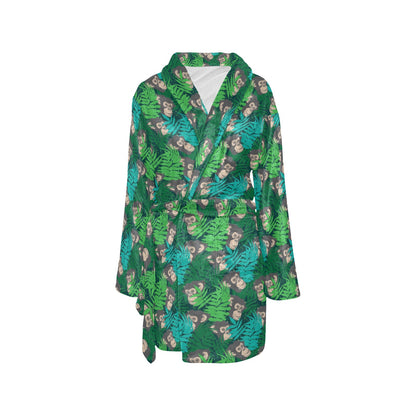 Chimpanzee Pattern Print Design 01 Women's Fleece Robe