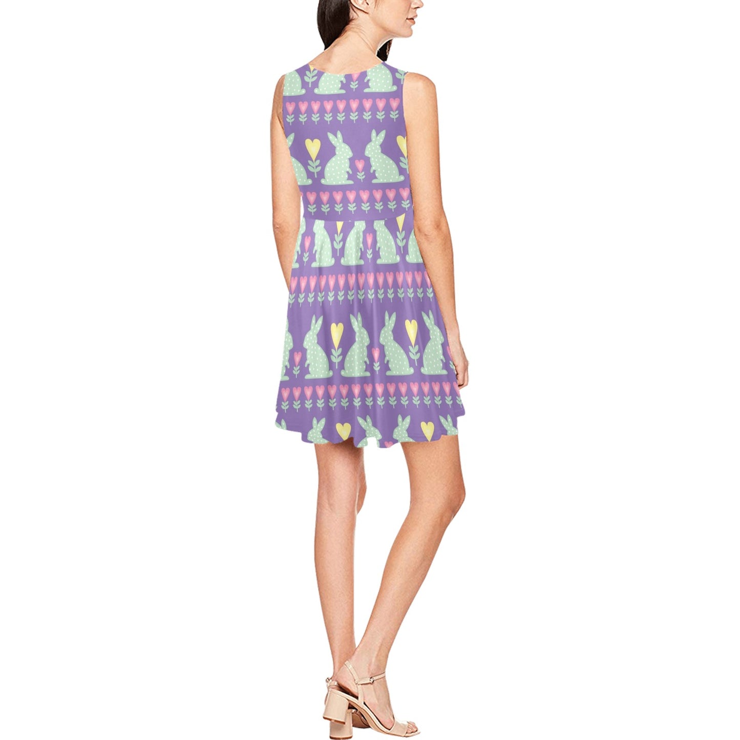 Rabbit Pattern Print Design RB01 Sleeveless Dress