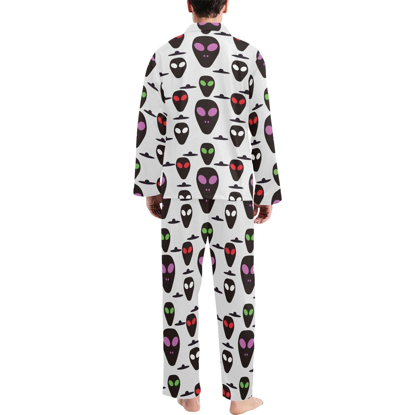 Alien Pattern Print Design 06 Men's Long Pajama Set