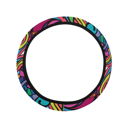 Trippy Print Design LKS302 Steering Wheel Cover with Elastic Edge