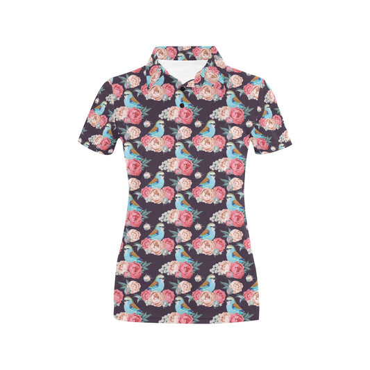 Bluebird Pattern Print Design 02 Women's Polo Shirt